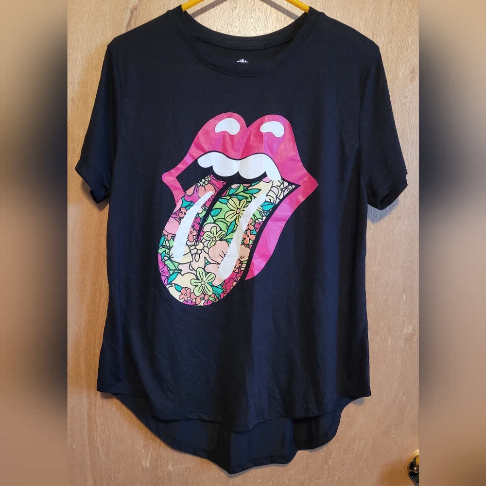 The Rolling Stones Lip Short Sleeve Black Shirt Women's XXL